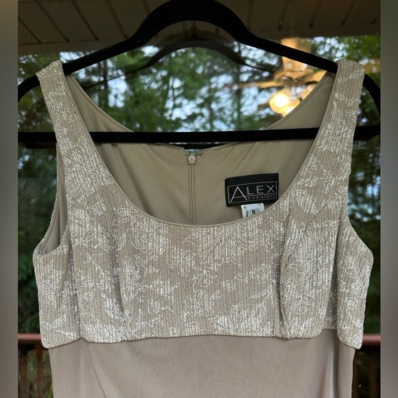Alex Evenings 90s Vintage Style Maxi Gown Taupe Size 8 - Picture 2 of 9